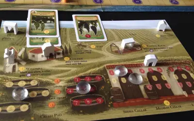 Plans for viticulture: sadzonki winorośli, młyn, winnica i piwnice.