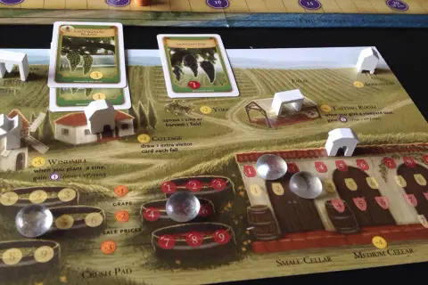 Plans for viticulture: sadzonki winorośli, młyn, winnica i piwnice.