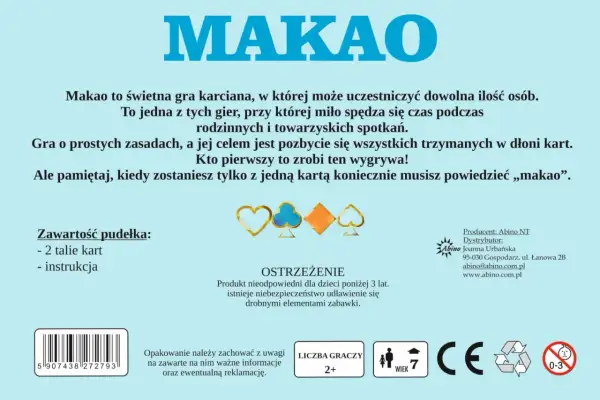 Gra Makao to prosta gra karciana, idealna na rodzinne spotkania. Naucz się, jak się gra w makao i kto pierwszy pozbędzie się kart, wygrywa!
