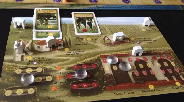 Plans for viticulture: sadzonki winorośli, młyn, winnica i piwnice.